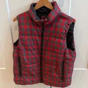 GAP Red and Gray Checkered Vest
